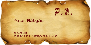 Pete Mátyás névjegykártya